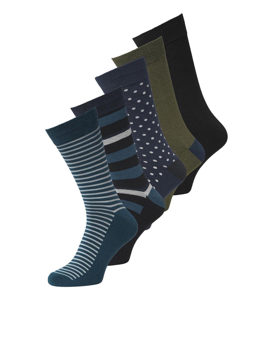 CALCETINES JACK&JONES PACK 5 JACSTRIPE AZUL OSCURO