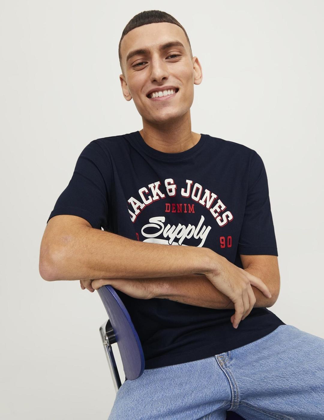 CAMISETA JACK&JONES JJELOGO AZUL OSCURO