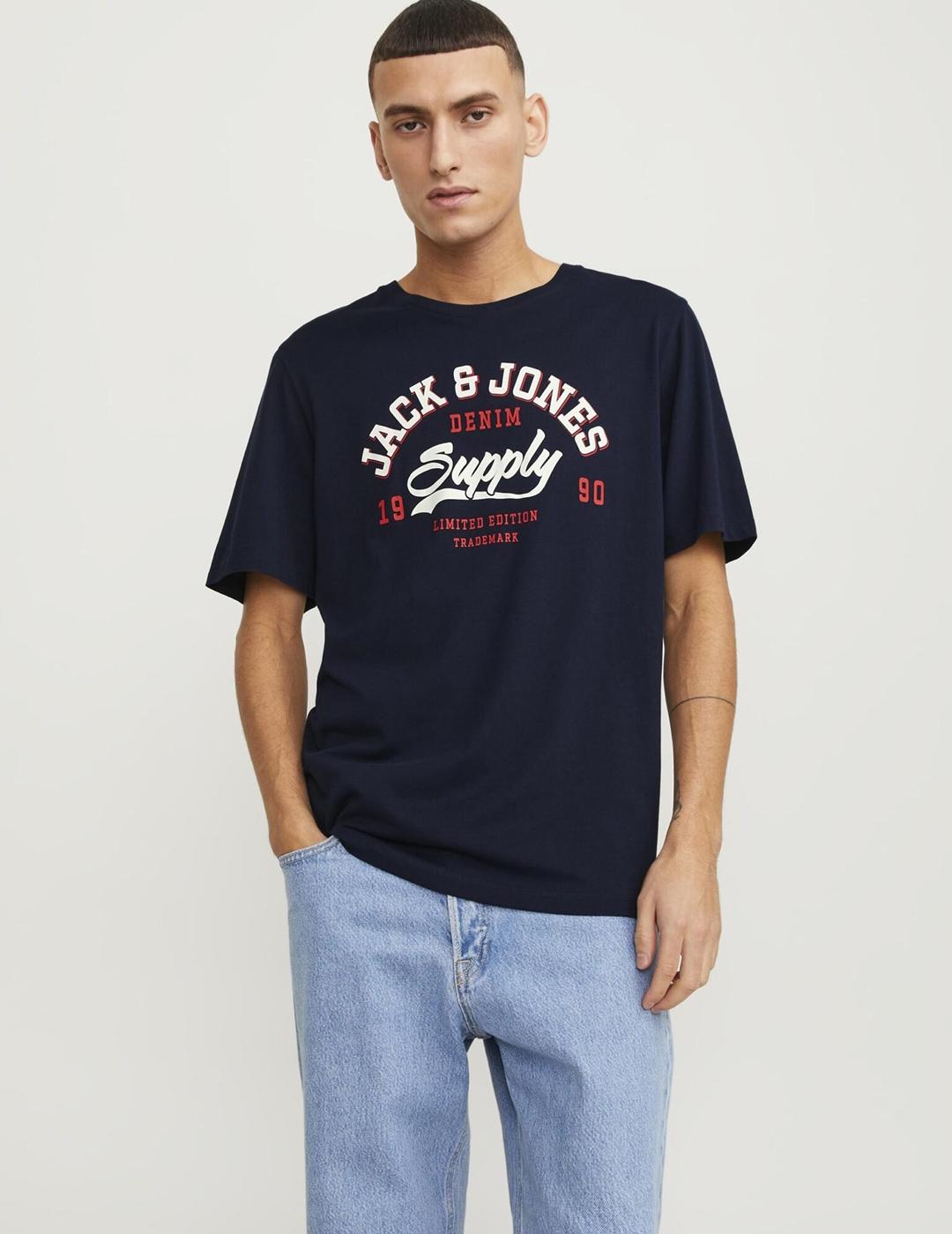 CAMISETA JACK&JONES JJELOGO AZUL OSCURO