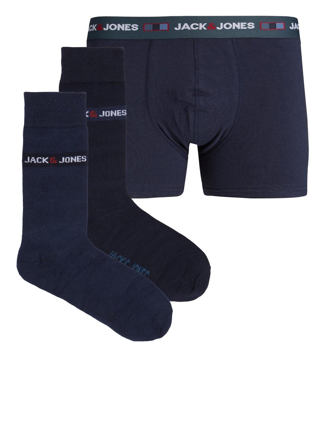 CALCETINES BOXER JACK&JONES CAJA REGALO AZUL OSCUR