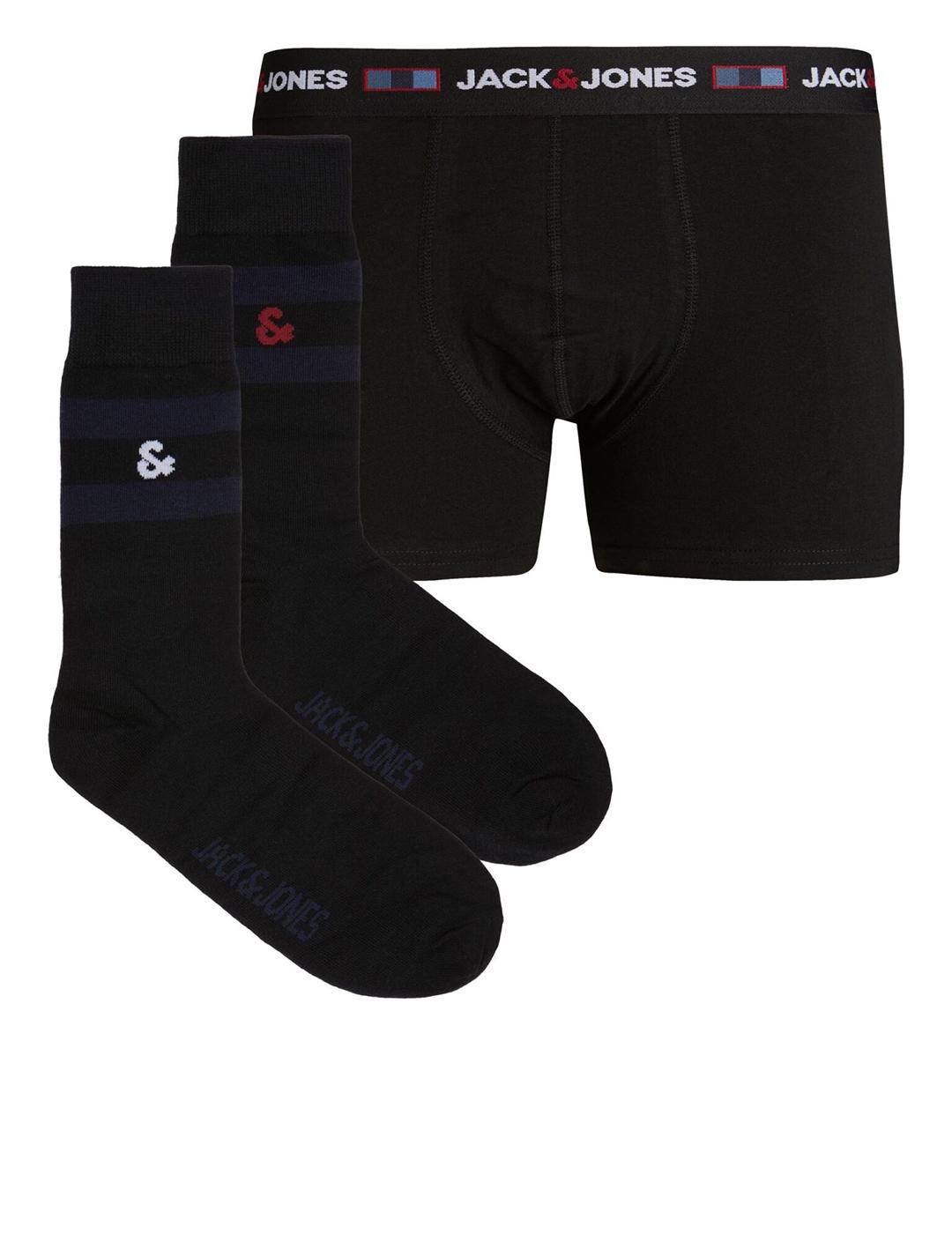 CALCETINES BOXER JACK&JONES CAJA REGALO NEGRO