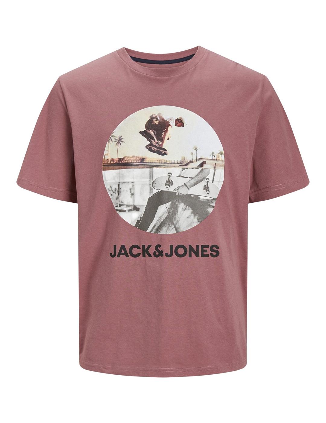 CAMISETA JACK-JONES JJNAVIN ROJO ATENUADO (CLARO)