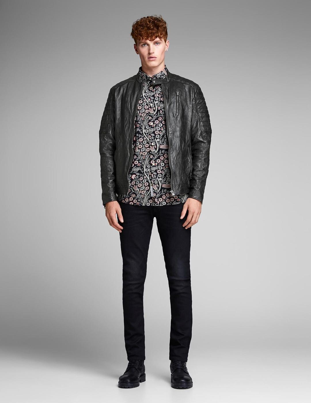 CHAQUETA JACK&JONES JCORYAN LEATHER NEGRO