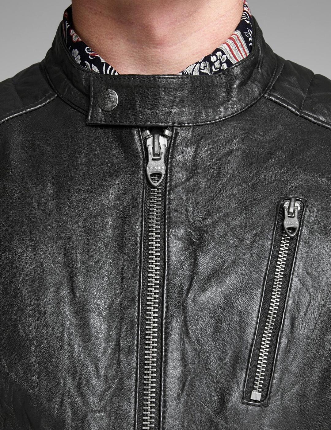 CHAQUETA JACK&JONES JCORYAN LEATHER NEGRO