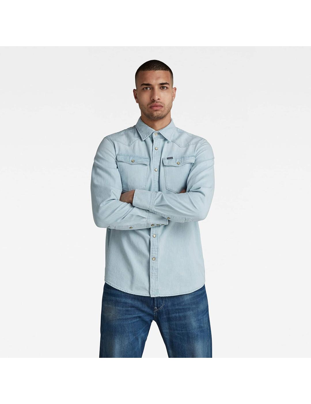 CAMISA G-STAR 3301 SLIM AZUL ATENUADO (CLARO)