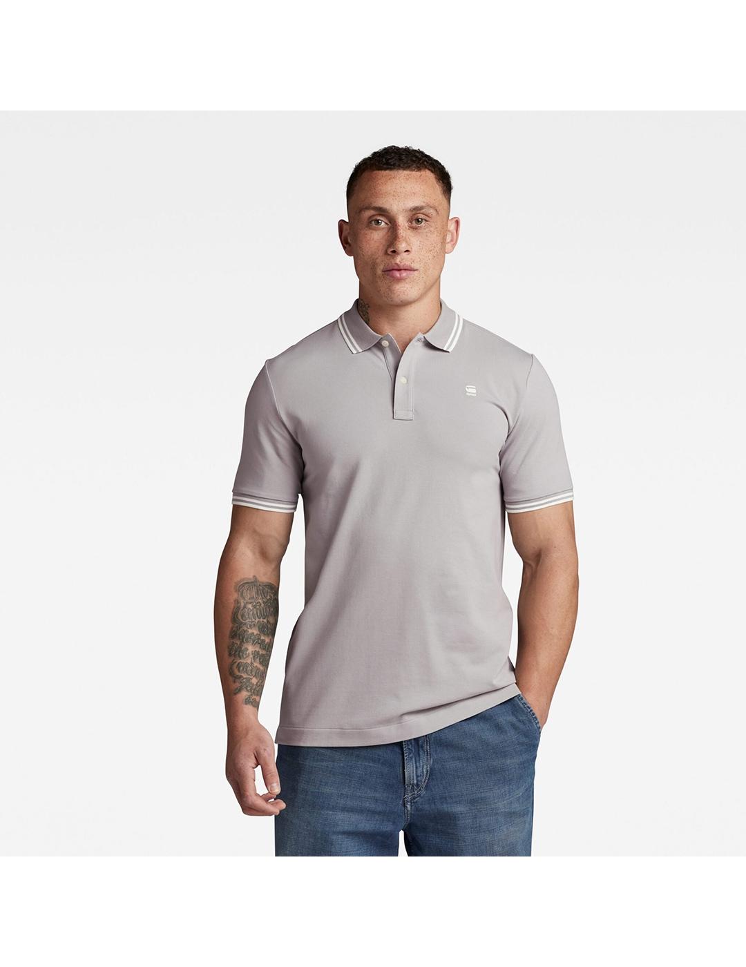 POLO G-STAR DUNDA STRIPE GRIS CLARO