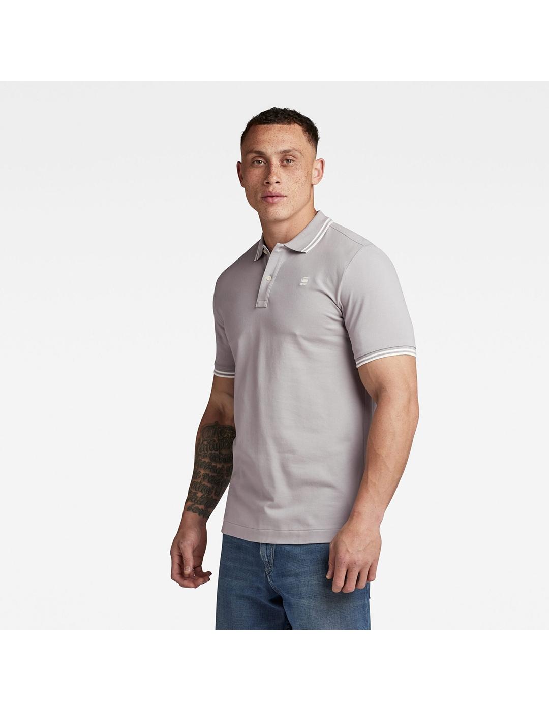 POLO G-STAR DUNDA STRIPE GRIS CLARO
