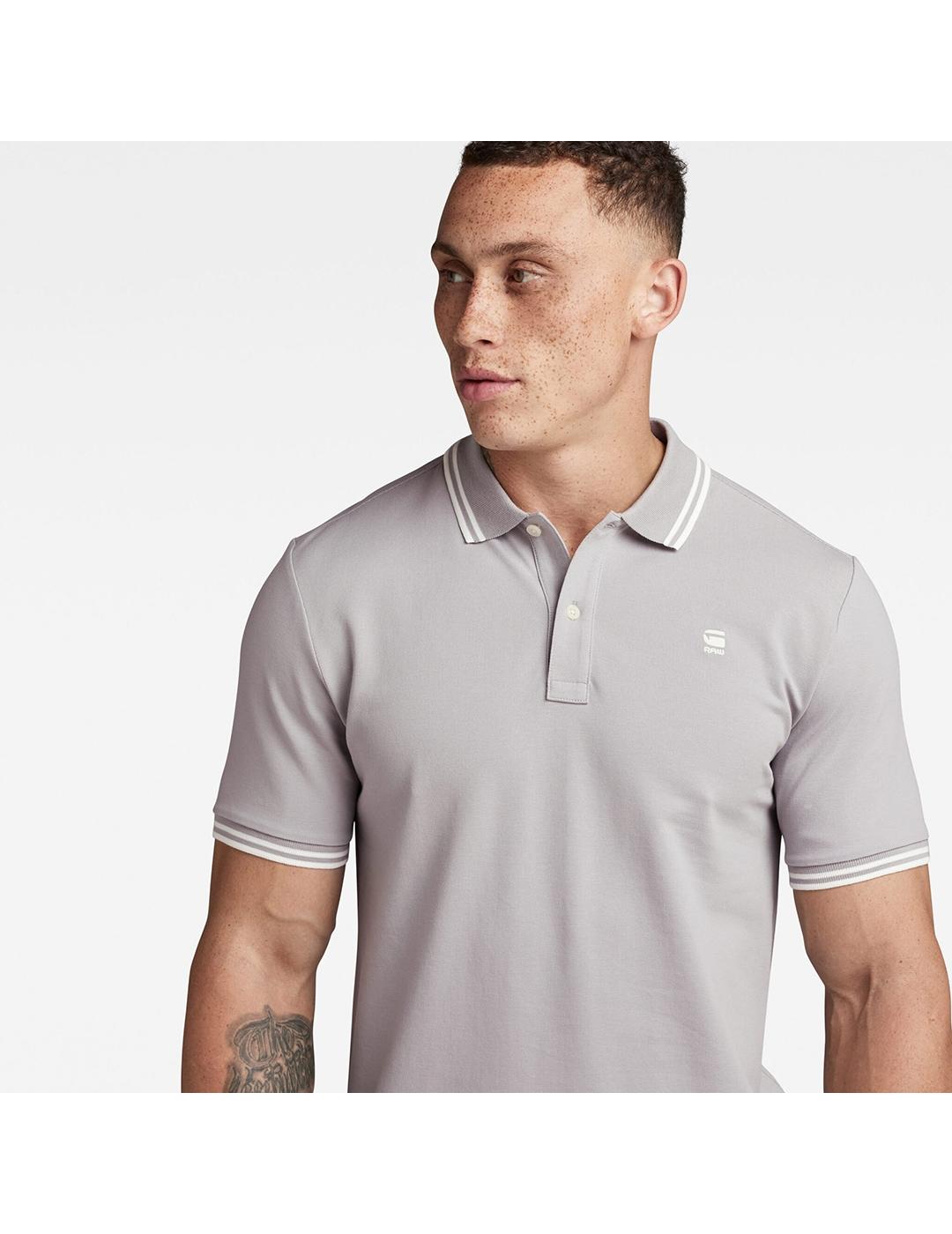 POLO G-STAR DUNDA STRIPE GRIS CLARO