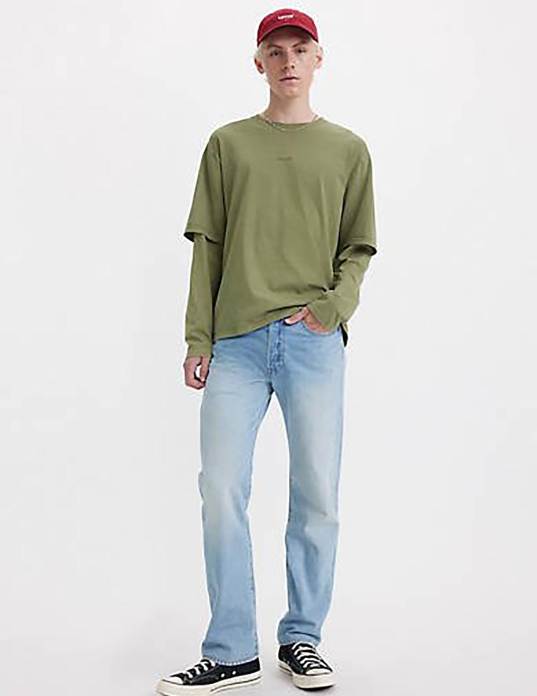 JEANS LEVIS 501 ORIGINAL LET IT AZUL CLARO