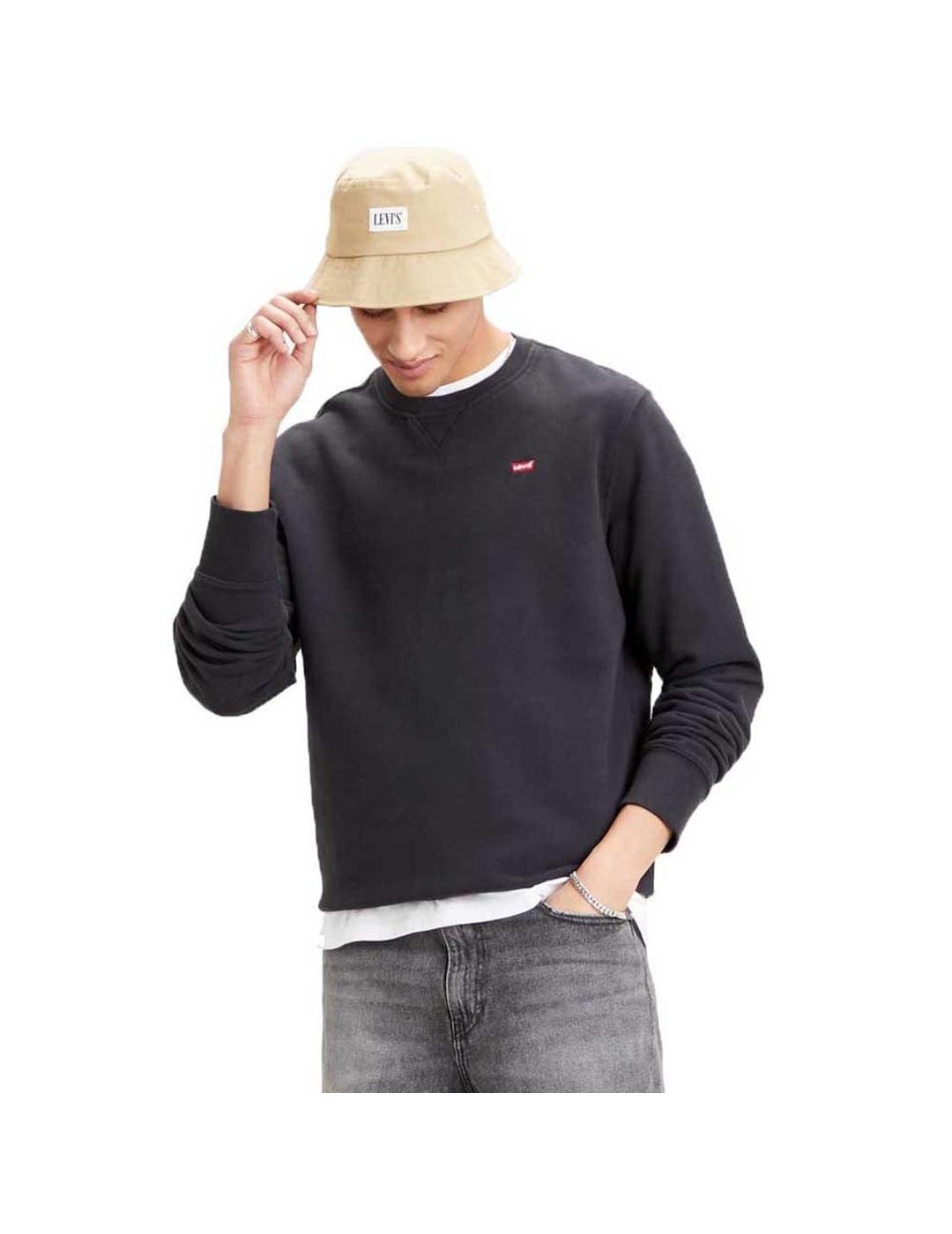 SUDADERA LEVIS NEW ORIGINAL CREW MINERAL BLACK NEG