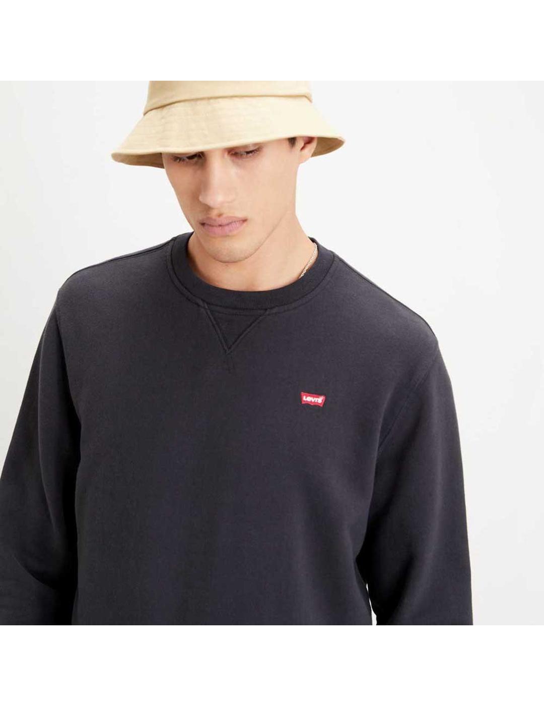 SUDADERA LEVIS NEW ORIGINAL CREW MINERAL BLACK NEG
