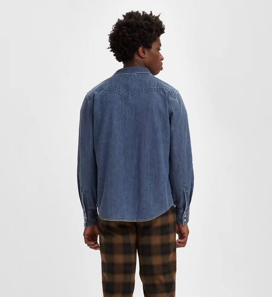 CAMISA LEVIS BARSTOW WESTERN LOWER AZUL OSCURO CLA
