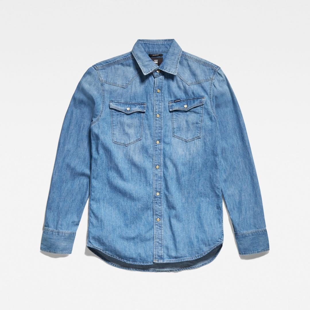 CAMISA G-STAR 3301 SLIM AZUL OSCURO CLARO