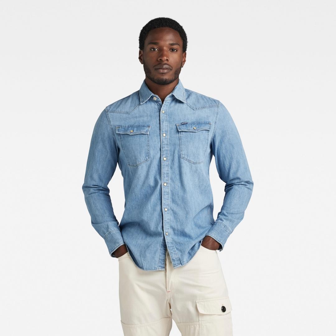 CAMISA G-STAR 3301 SLIM AZUL OSCURO CLARO