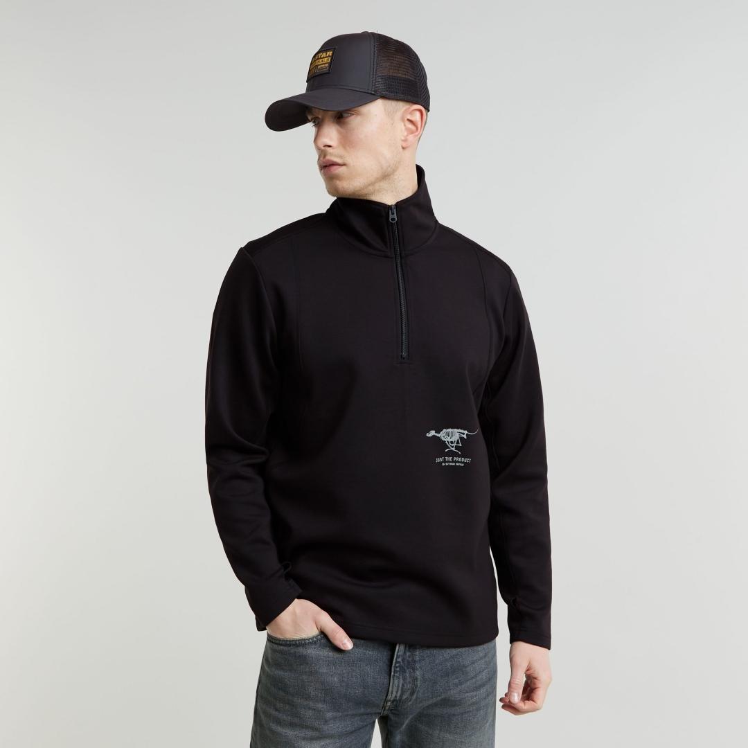 SUDADERA G-STAR MOTION HALF ZIP NEGRO