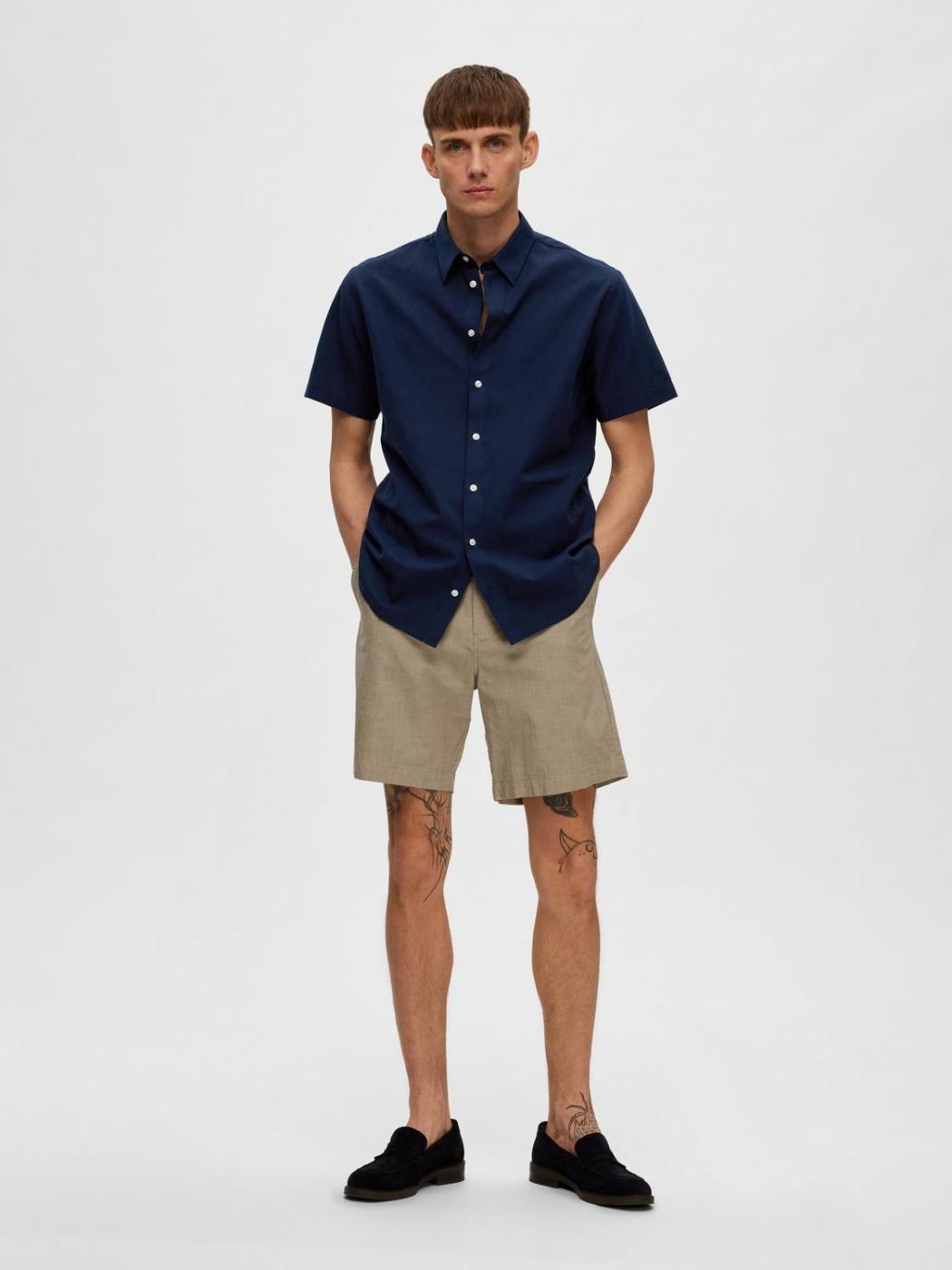 CAMISA M/CORTA SELECTED SLHREGSUN AZUL OSCURO