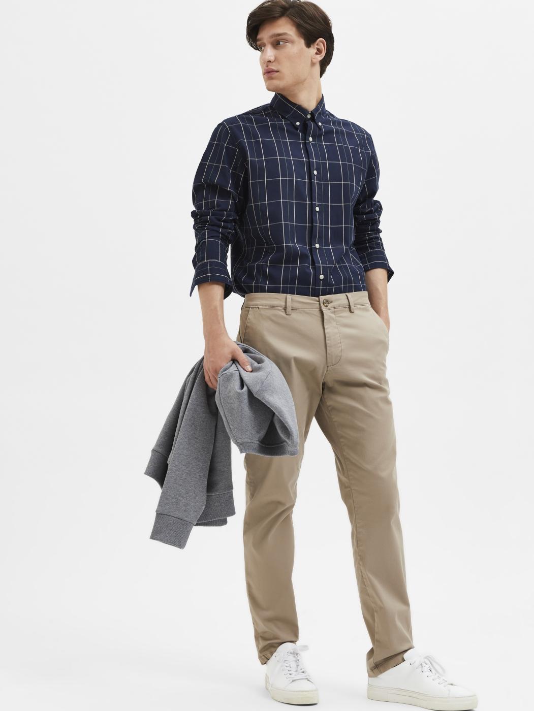 PANTALONES SELECTED MILES FLEX MARRON CLARO