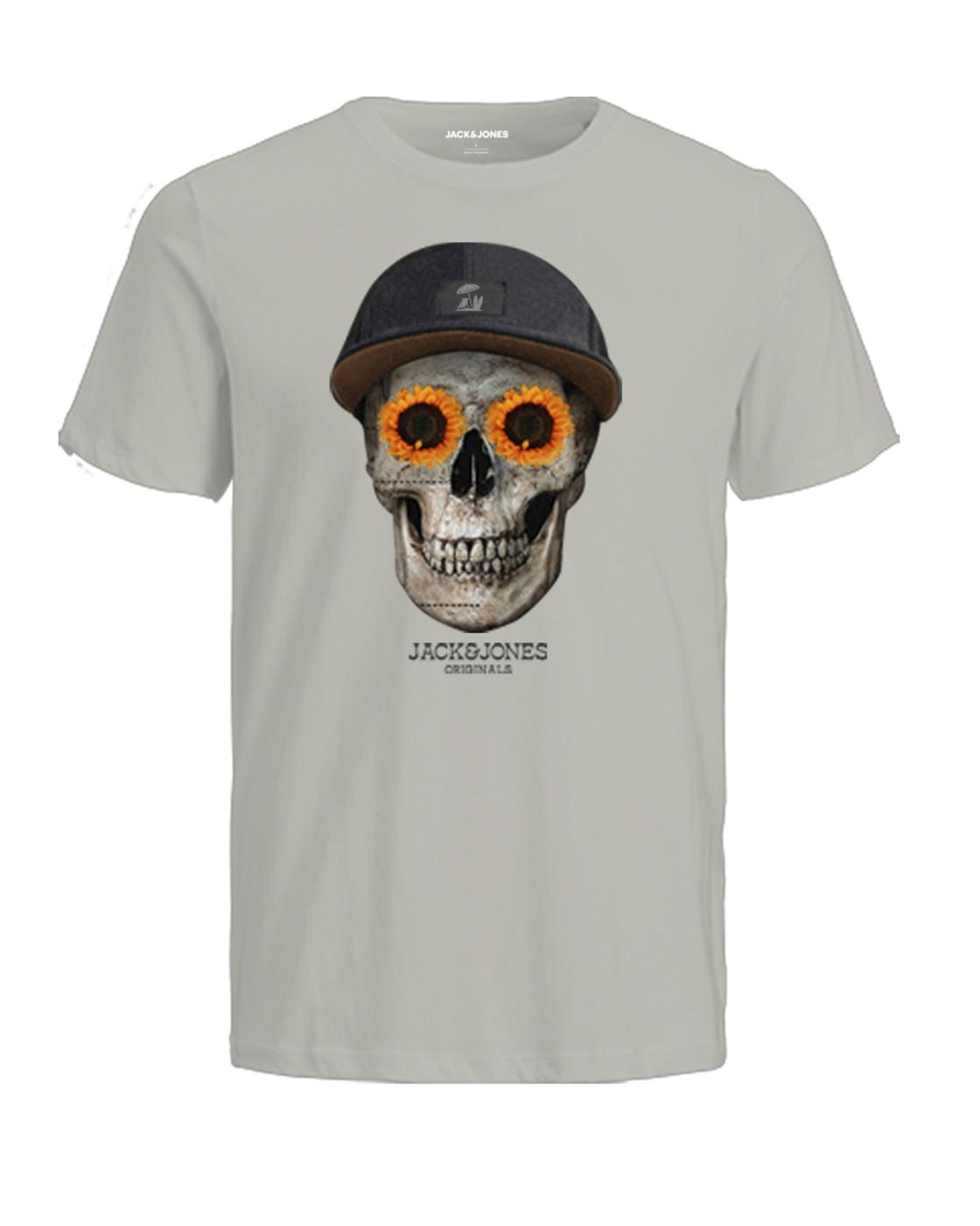 CAMISETA JACK&JONES JORSUMMERSKULL GRIS CLARO