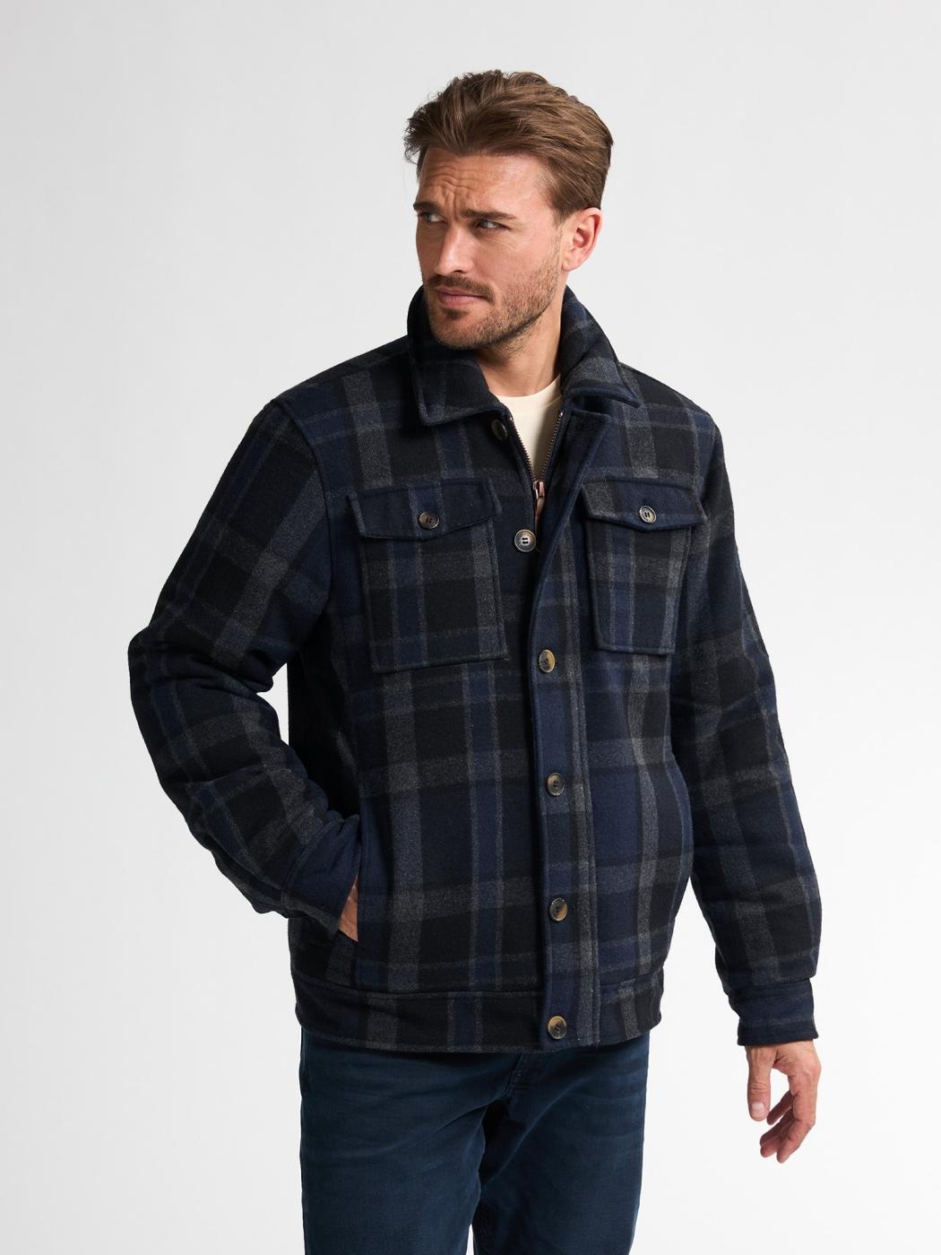 CHAQUETA PETROL CHECK AZUL OSCURO