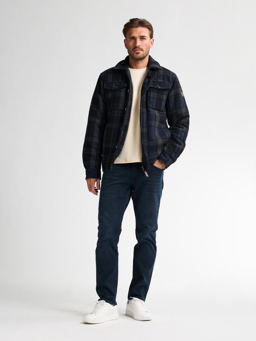 CHAQUETA PETROL CHECK AZUL OSCURO