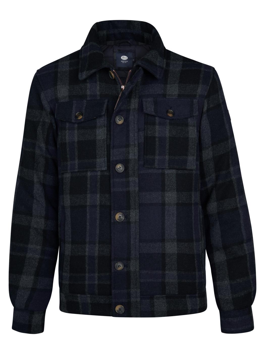 CHAQUETA PETROL CHECK AZUL OSCURO