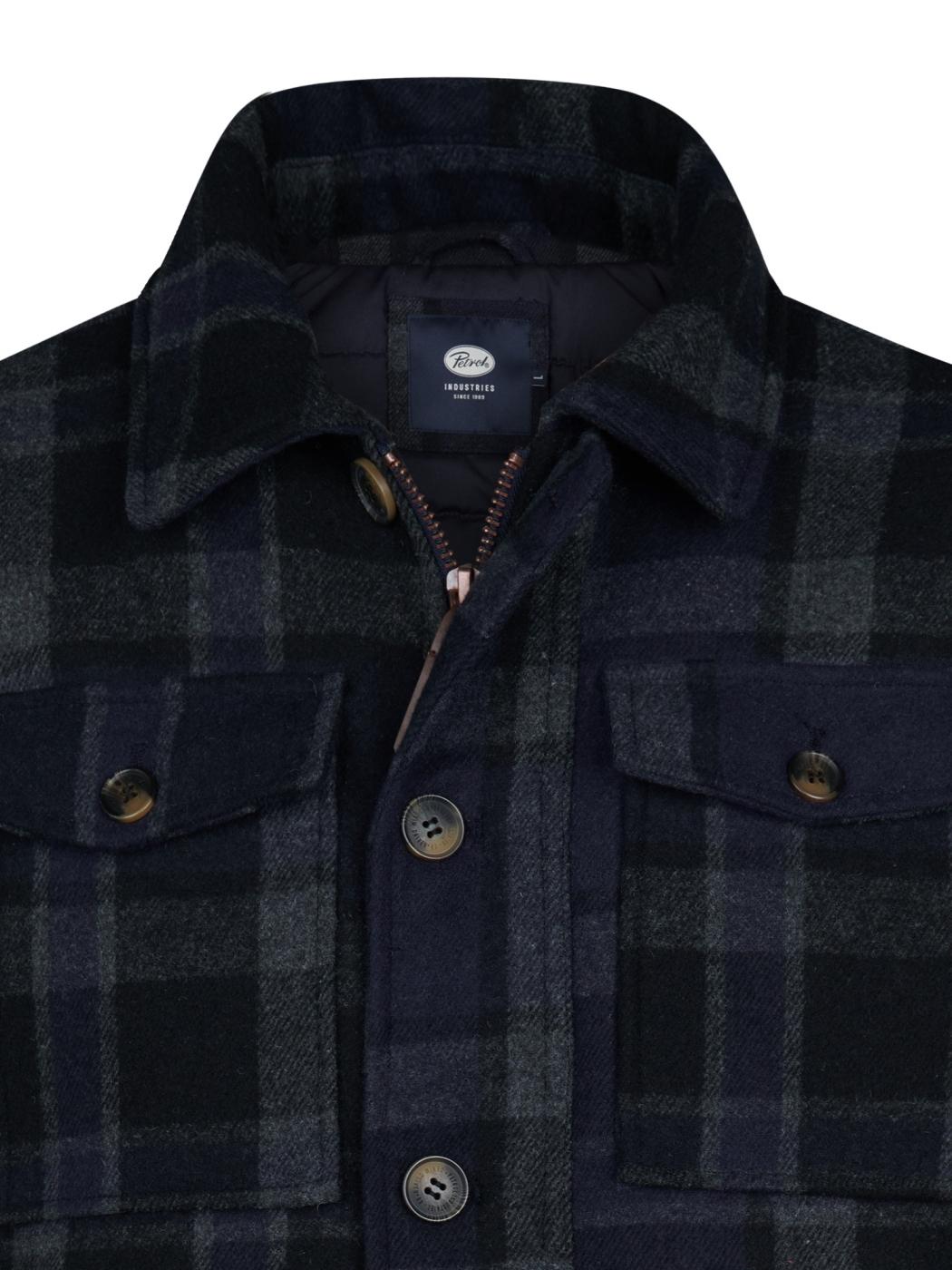 CHAQUETA PETROL CHECK AZUL OSCURO