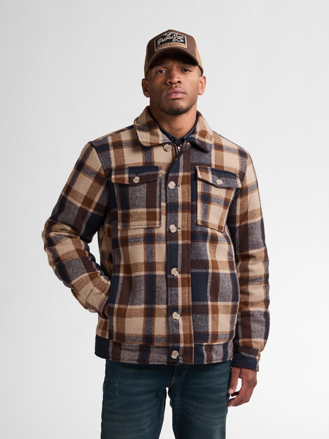 CHAQUETA PETROL CHECK MARRON