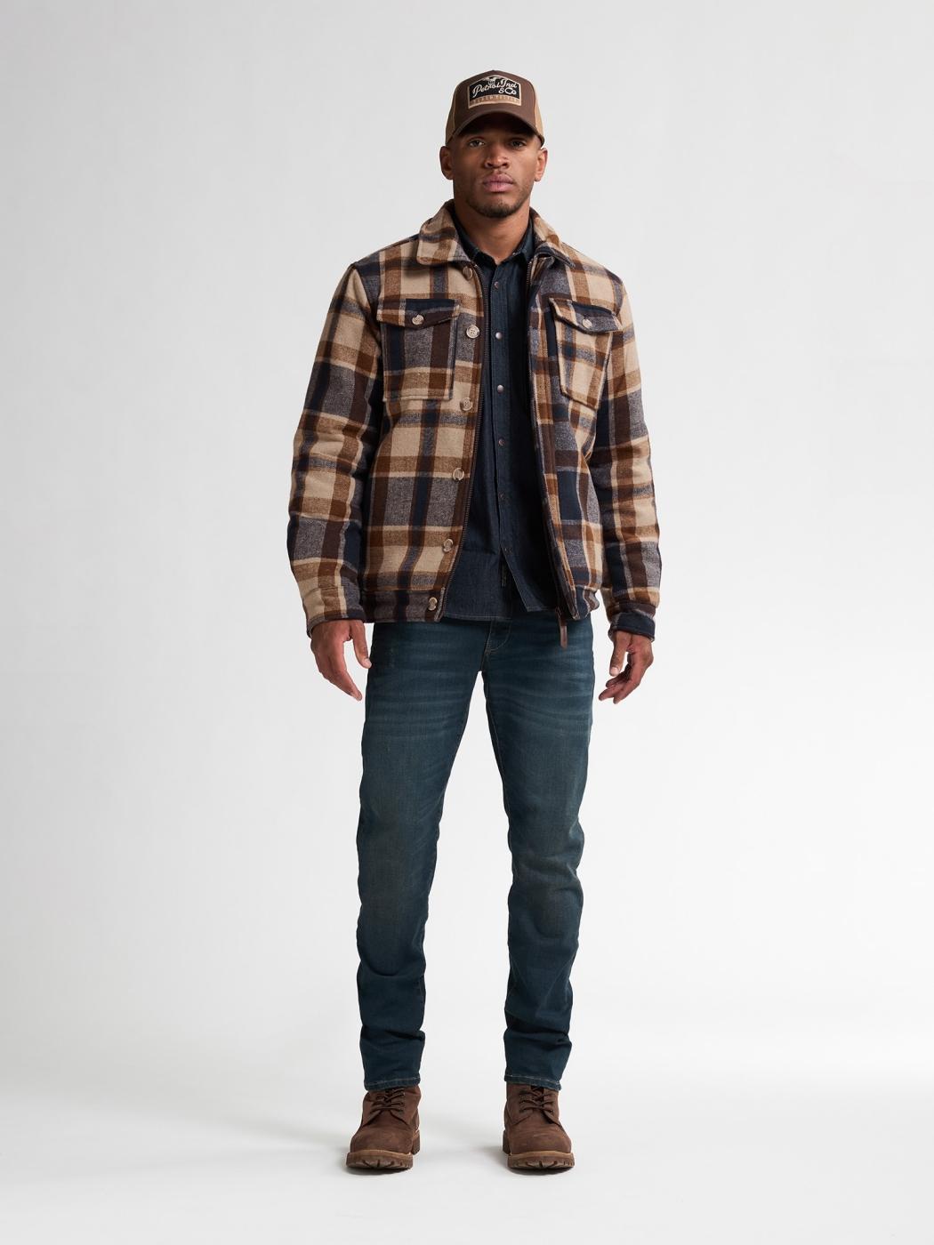 CHAQUETA PETROL CHECK MARRON