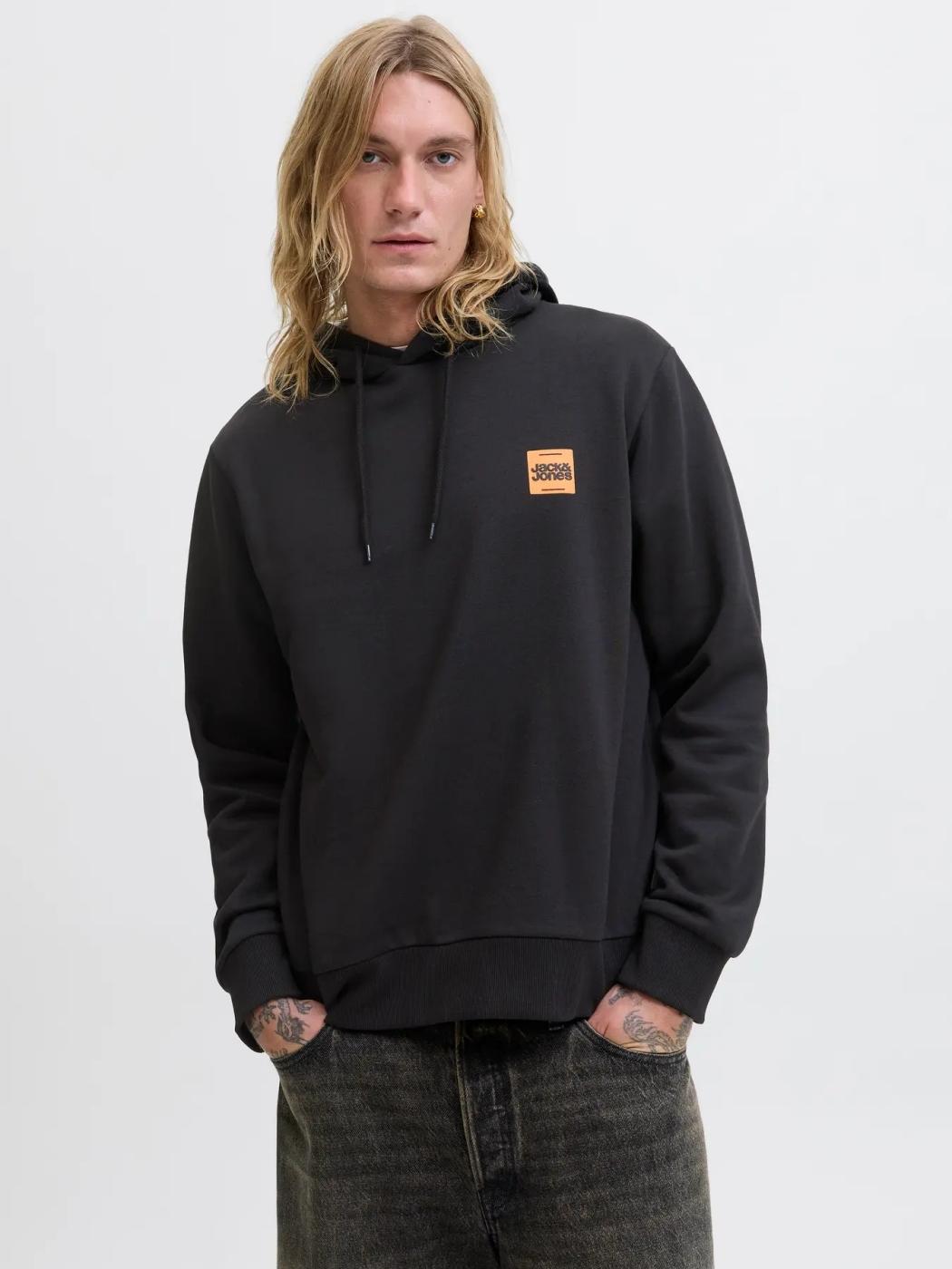 SUDADERA JACK&JONES BRANDY HOOD NEGRO
