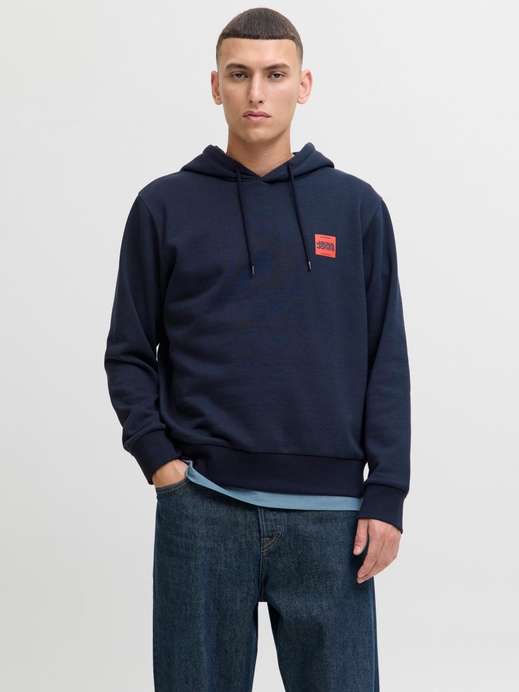 SUDADERA JACK&JONES BRANDY HOOD AZUL OSCURO