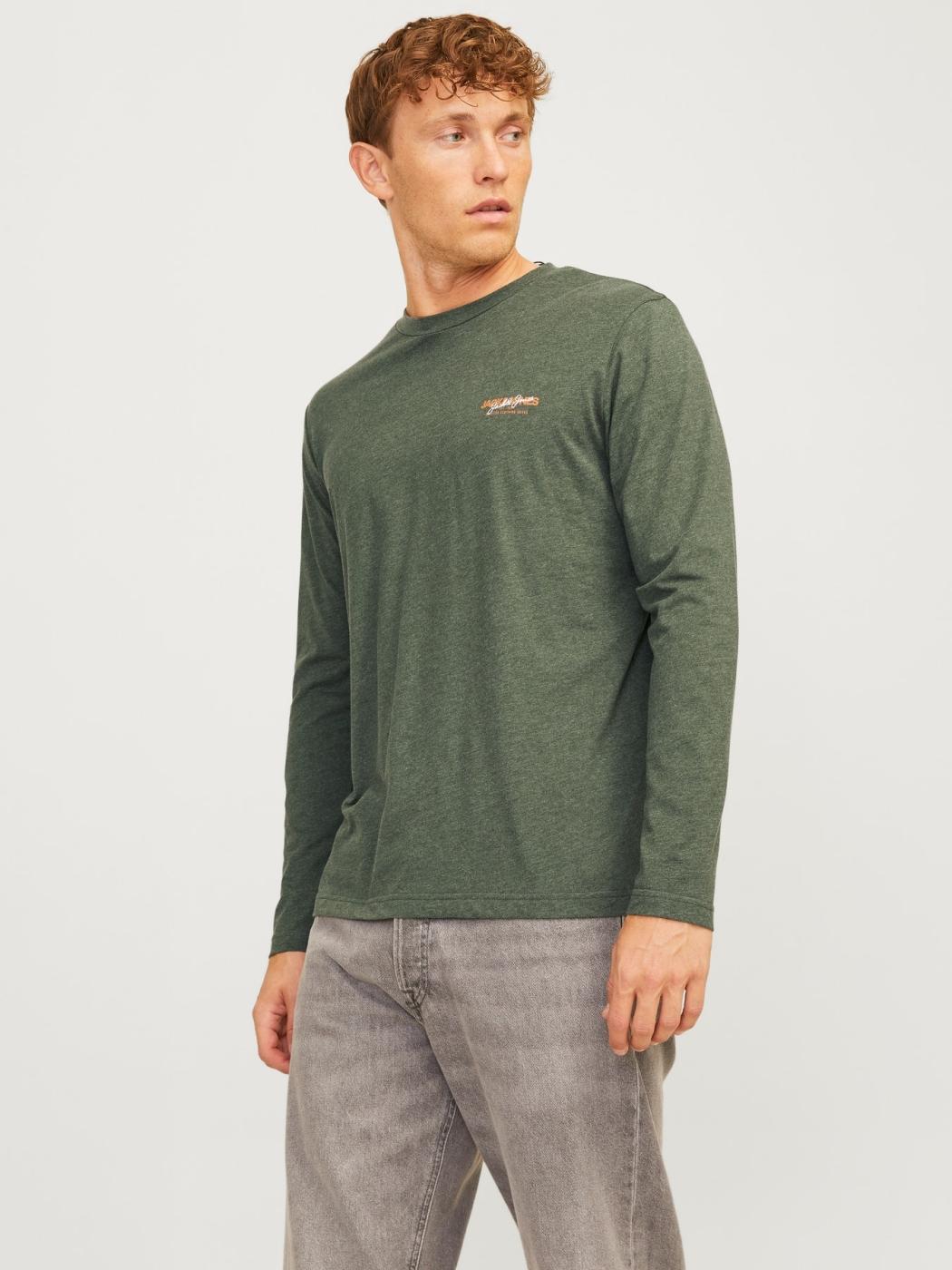 CAMISETA JACK&JONES M/LARGA ALVIS VERDE OSCURO
