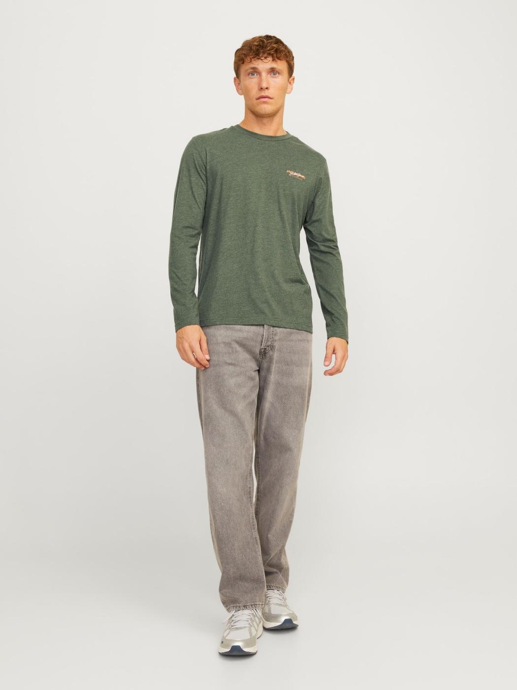 CAMISETA JACK&JONES M/LARGA ALVIS VERDE OSCURO