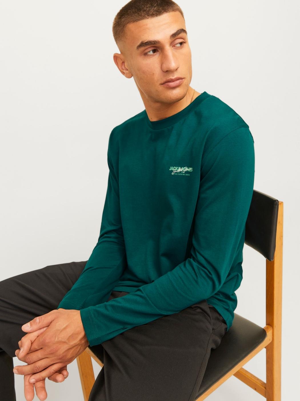 CAMISETA JACK&JONES M/LARGA ALVIS VERDE