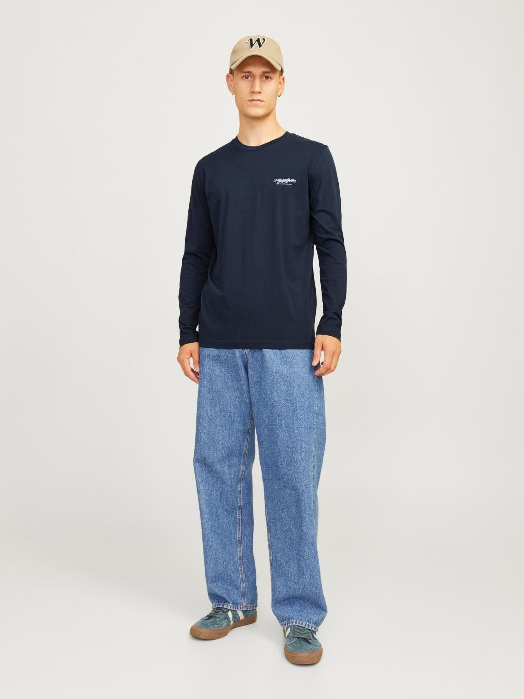 CAMISETA JACK&JONES M/LARGA ALVIS AZUL OSCURO
