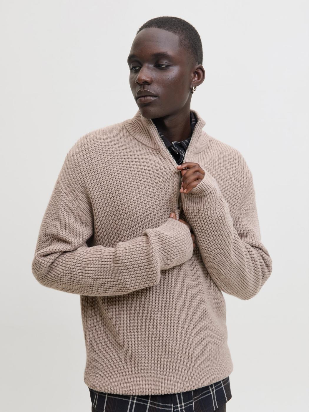 JERSEY JACK&JONES KAITO ZIP MARRON CLARO